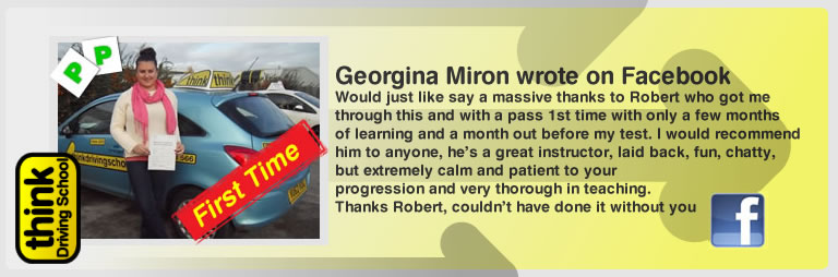 Georgina Miron passed with rob evamy from bordon driving school