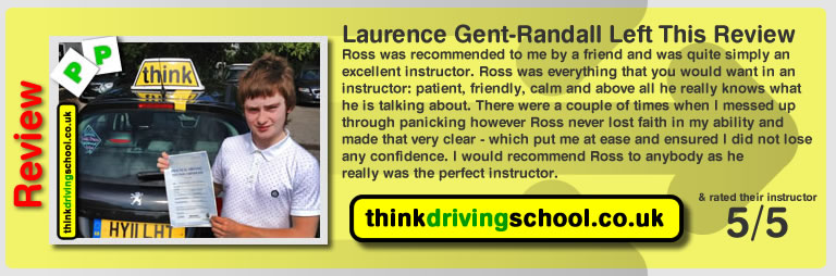 Laurence gent-randall passed with ross dunton from guildford driving school