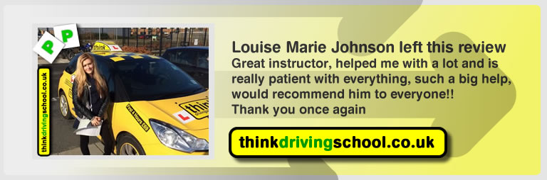 louise marie johnson left this awseom feview of think driving school farnborough and of tim price-bowen his driving instructor