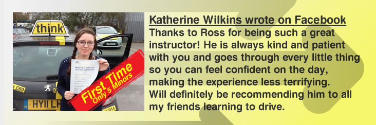 katherine left a very good review for ross dunton at think drivng school