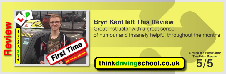 Katherine Rowett  left this awesome review of tim price-bowen at think driving school after passing in January 2017