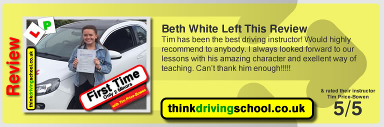 Sam Wilson  left this awesome review of tim price-bowen at think driving school after passing in February 2016