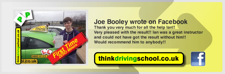 joe booley passed with driving instructor ian weir and lef this awesome review of think driving school 