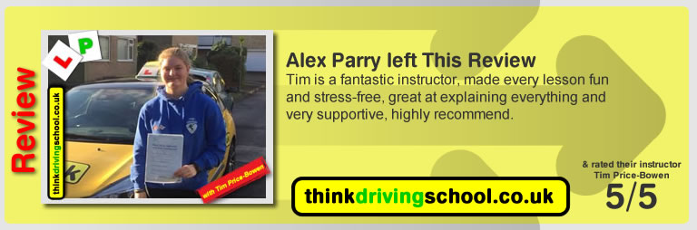 Katherine Rowett  left this awesome review of tim price-bowen at think driving school after passing in December 2017