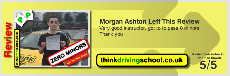 Morgan Ashton  left this awesome review of tim price-bowen at think driving school