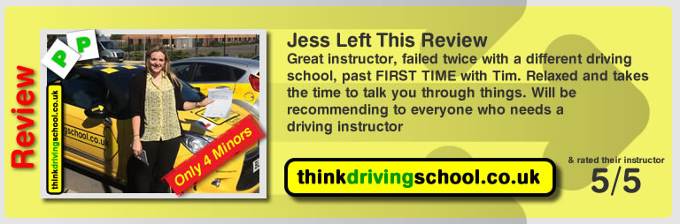Donna Simmonds left this awesome review of tim price-bowen at think driving school
